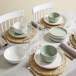 Gifi Assiette à dessert Oslo en grès vert Ø20cm Outlet
