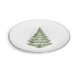 Gifi Assiette à dessert porcelaine blanche motif sapin de Noël Ø19cm Outlet