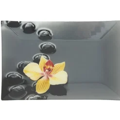 Gifi Assiette à dessert rectangulaire motif galet et fleur Discount