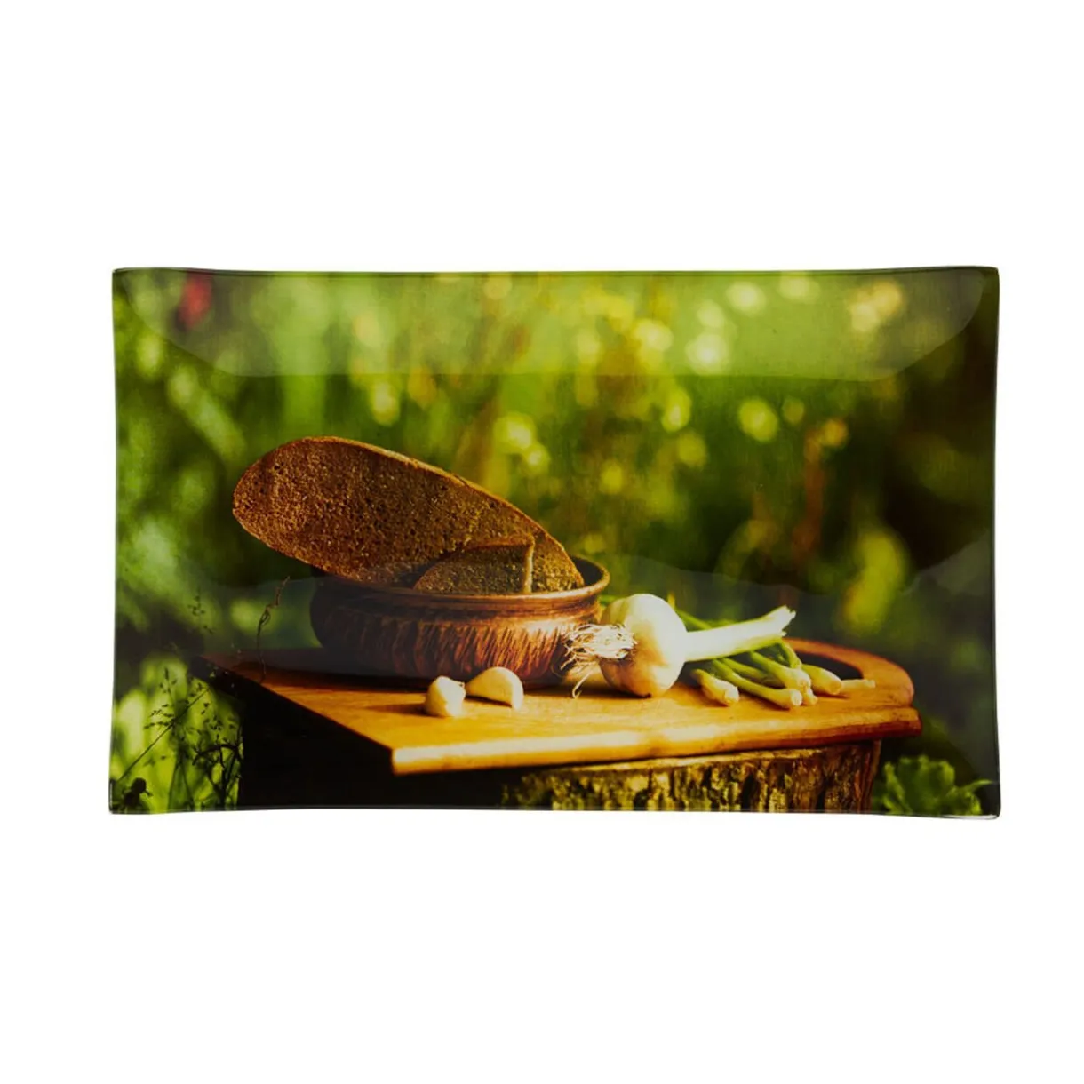 Gifi Assiette à dessert rectangulaire design ail et pain
