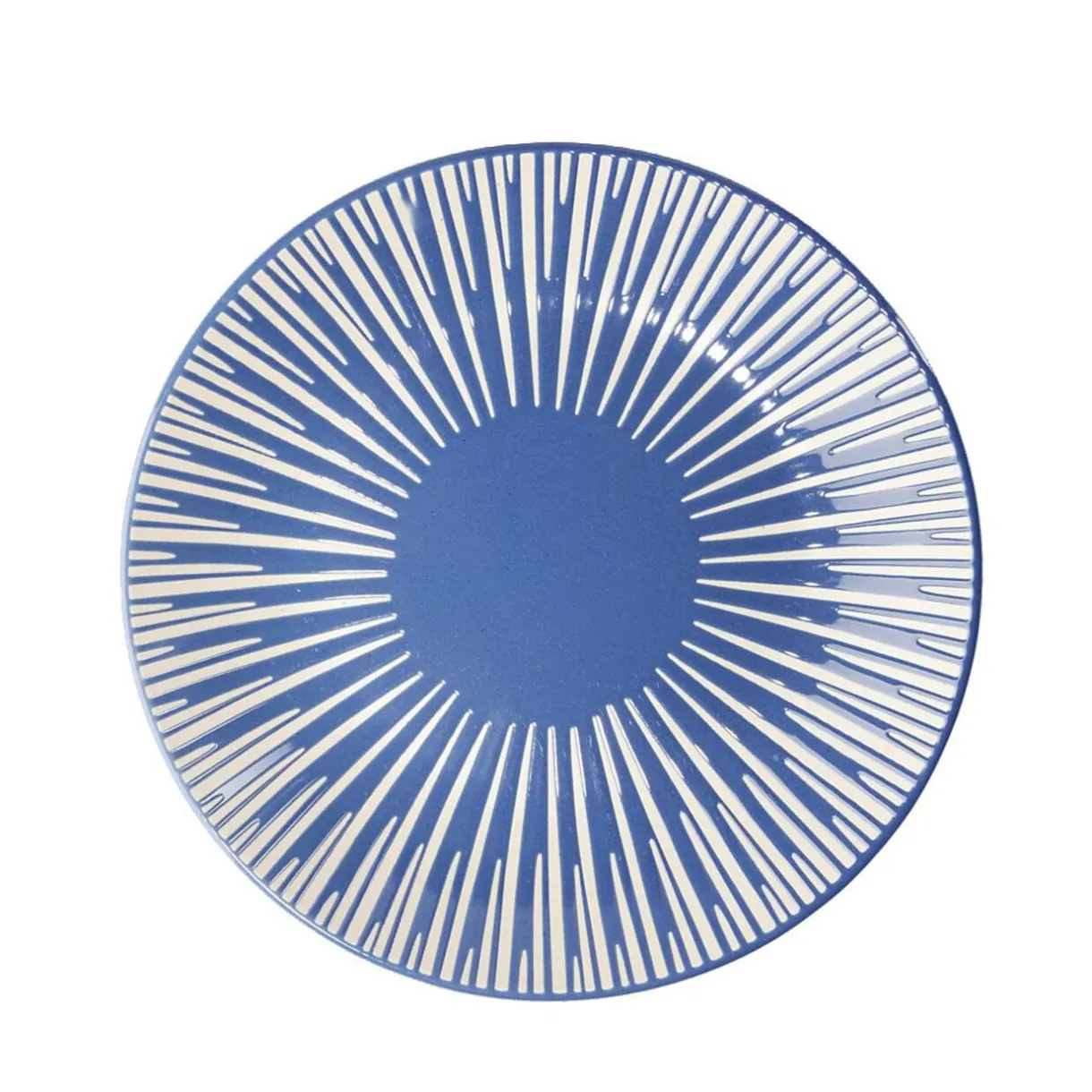 Gifi Assiette à dessert Rio en faïence bleu et blanc Ø19cm