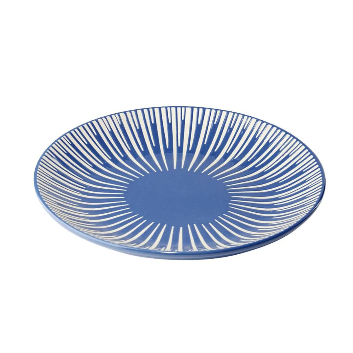 Gifi Assiette à dessert Rio en faïence bleu et blanc Ø19cm