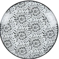 Gifi Assiette à dessert ronde blanche et noire Sara