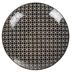 Gifi Assiette à dessert ronde blanche motif géométrique noir