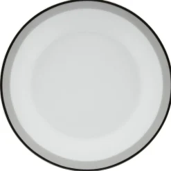 Gifi Assiette à dessert ronde blanche bordure gris noir Lizzy