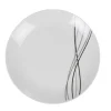 Gifi Assiette à dessert ronde blanche lignes gris noir Line