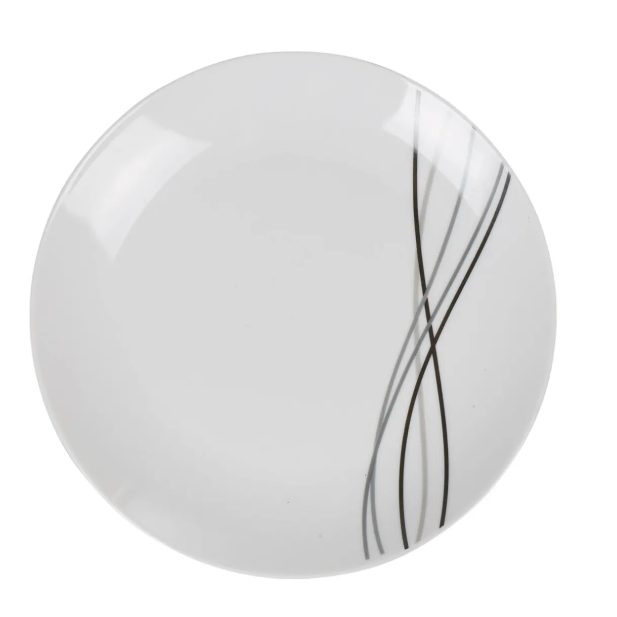 Gifi Assiette à dessert ronde blanche lignes gris noir Line