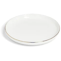 Gifi Assiette à dessert ronde blanc et doré Ø19cm porcelaine