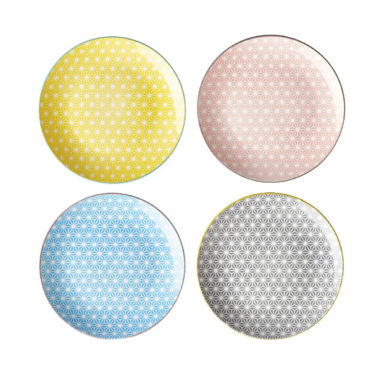 Gifi Assiette à dessert ronde carreau de ciment multicolore x4 Clearance