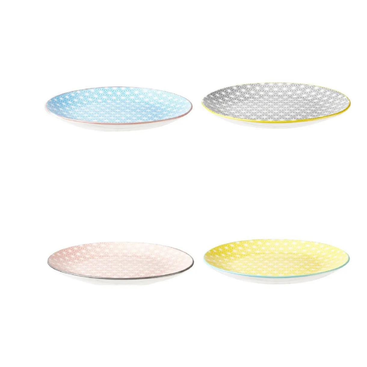 Gifi Assiette à dessert ronde carreau de ciment multicolore x4 Clearance