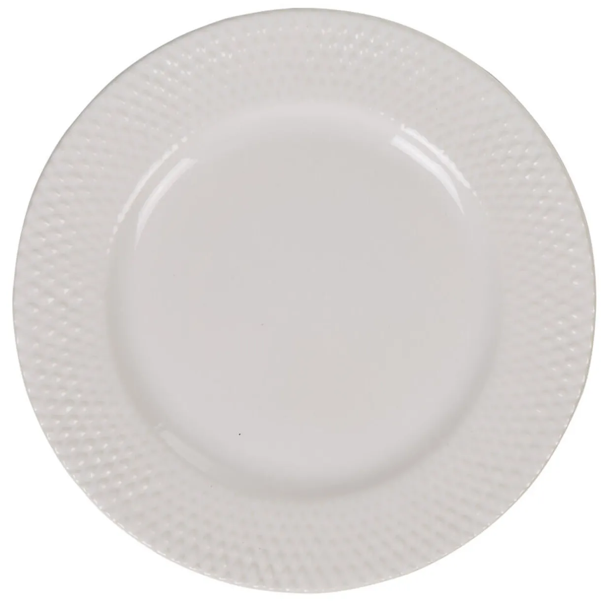 Gifi Assiette à dessert ronde céramique rebord embossé uni blanc