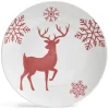 Gifi Assiette à dessert ronde Ø19,5cm motif cerf flocon blanc et rose