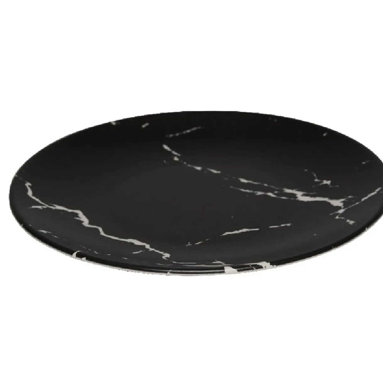 Gifi Assiette à dessert ronde décor marbre noir et blanc