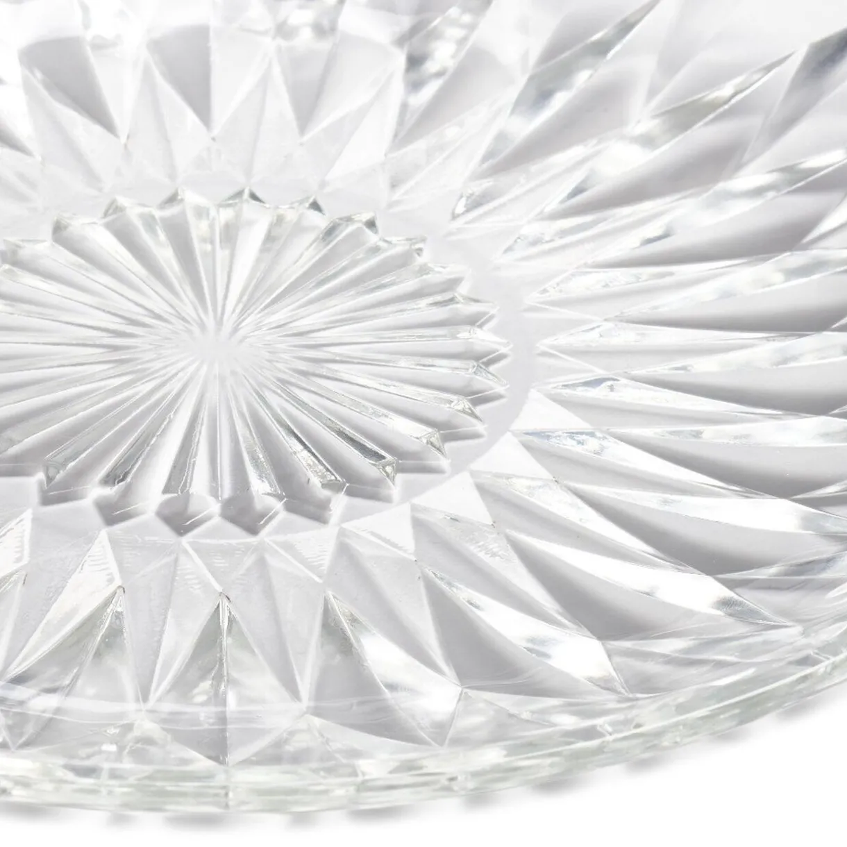 Gifi Assiette à dessert ronde fleur géométrique verre transparent