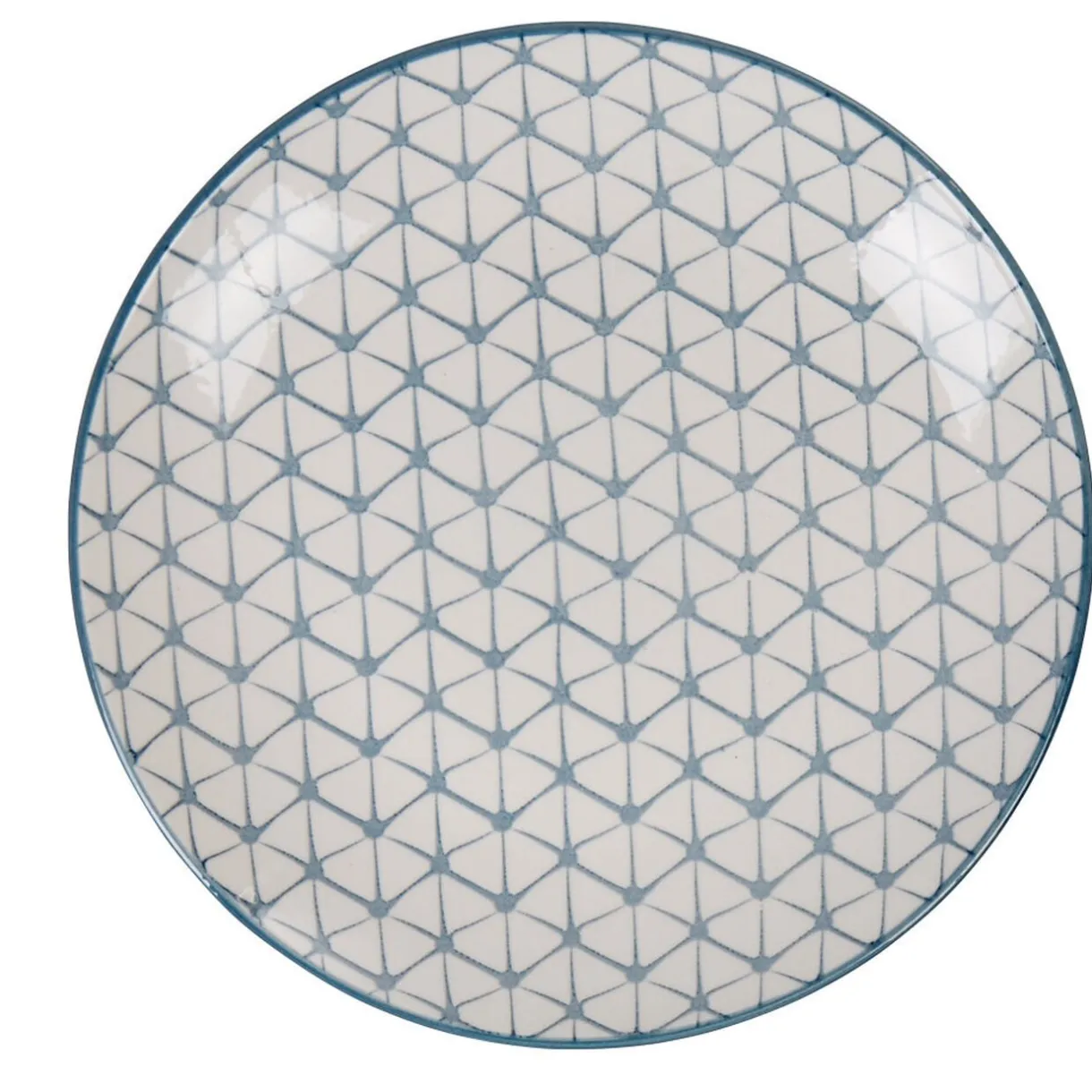 Gifi Assiette à dessert ronde motif géométrique bleu Urban