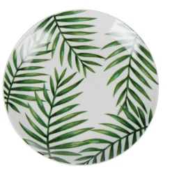 Gifi Assiette à dessert ronde motif feuillage jungle tropical