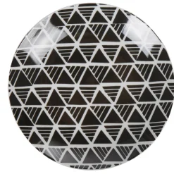Gifi Assiette à dessert ronde porcelaine zig zag blanc gris