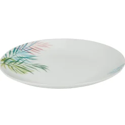 Gifi Assiette à dessert ronde porcelaine feuillage multicolore