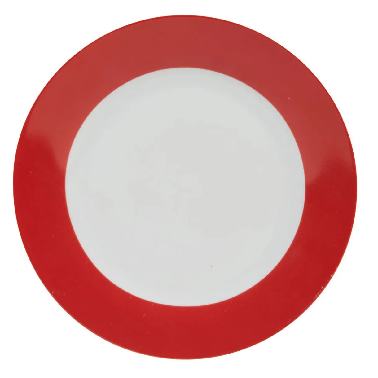 Gifi Assiette à dessert ronde rouge et blanche