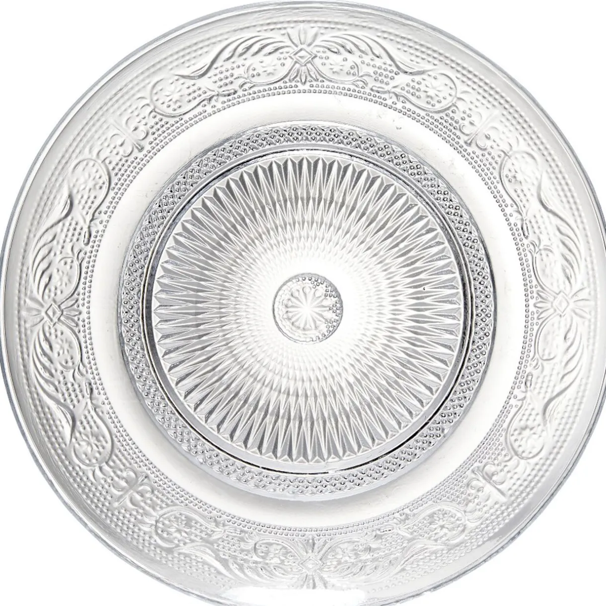 Gifi Assiette à dessert ronde transparente ciselée