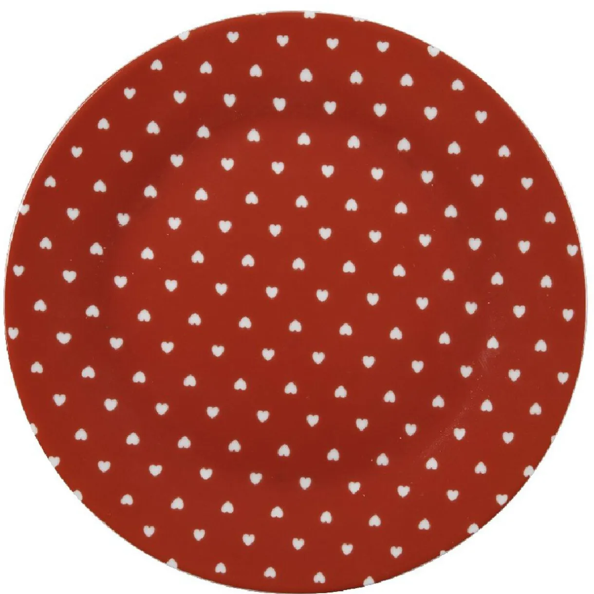 Gifi Assiette à dessert rouge design coeurs blancs