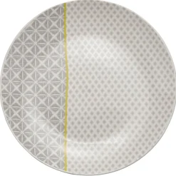 Gifi Assiette à dessert Zanzibar motif géométrique blanc et gris