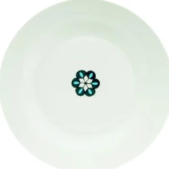 Gifi Assiette creuse blanche décor fleur bleue