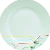 Gifi Assiette creuse blanche décor lignes multicolores