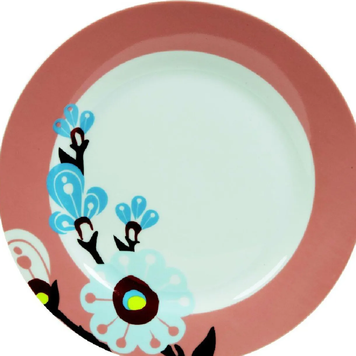 Gifi Assiette creuse blanche et rose décor fleurs