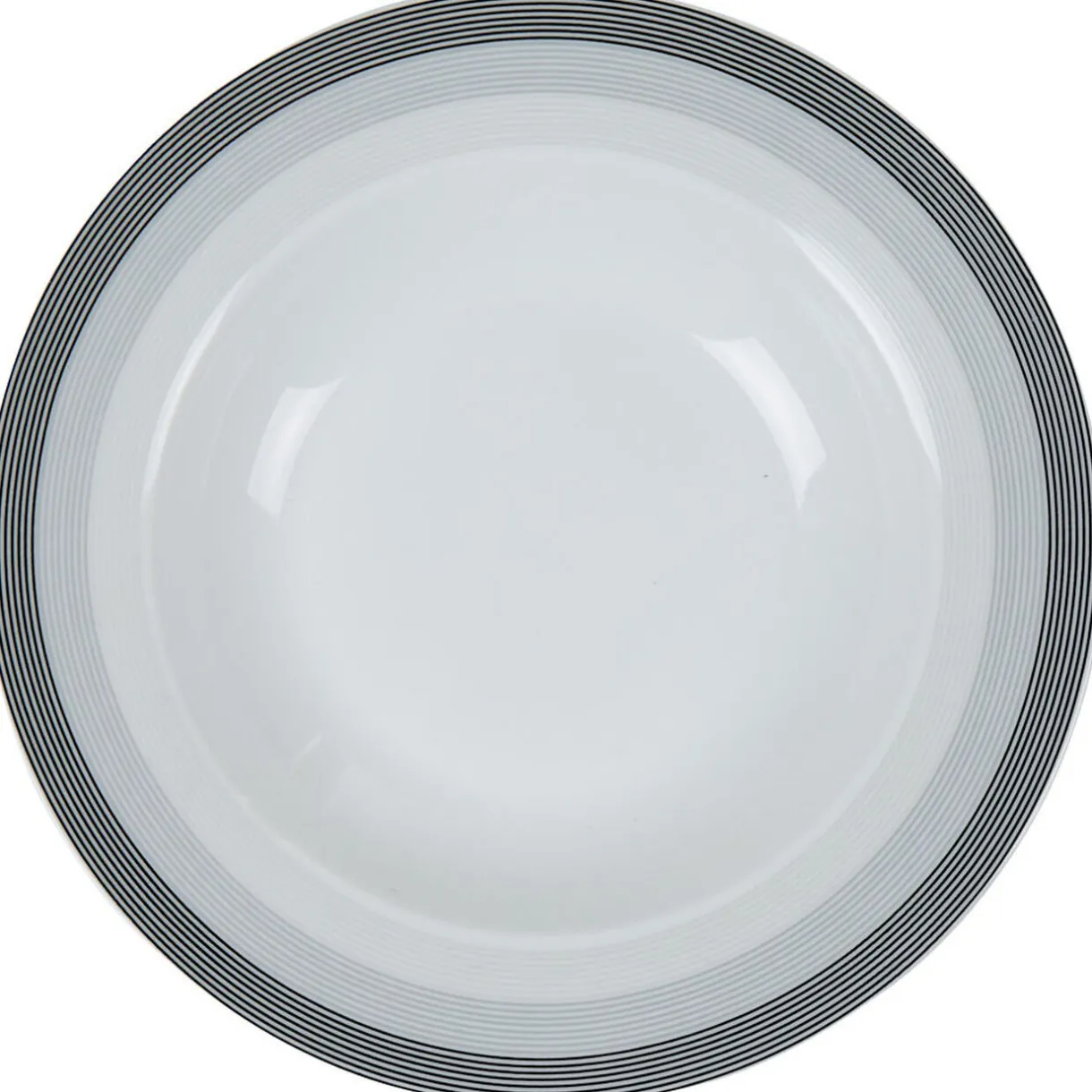 Gifi Assiette creuse blanche et grise Sérénité Rayures Online
