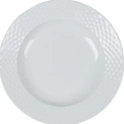 Gifi Assiette creuse blanche ronde aile damassée
