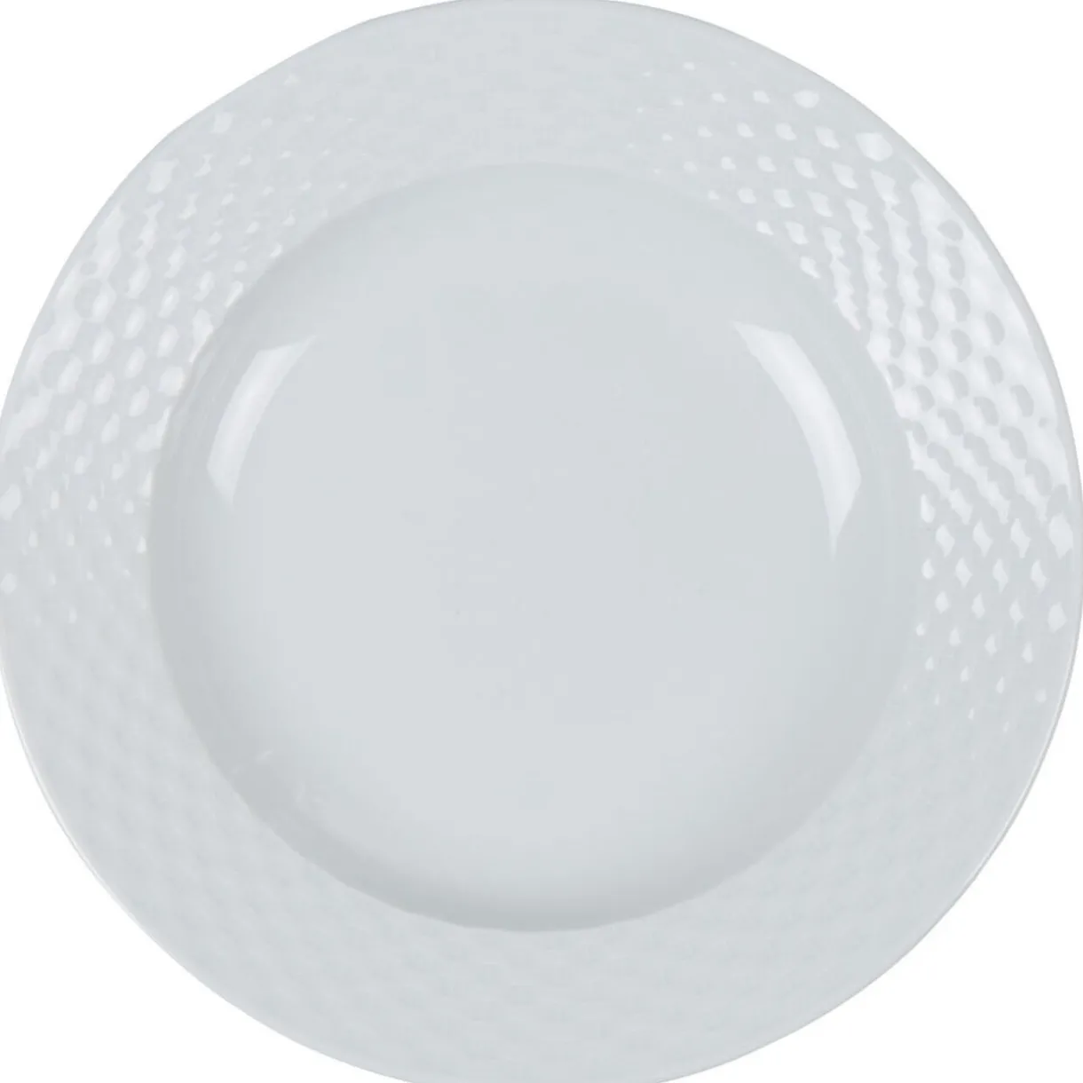 Gifi Assiette creuse blanche ronde aile damassée