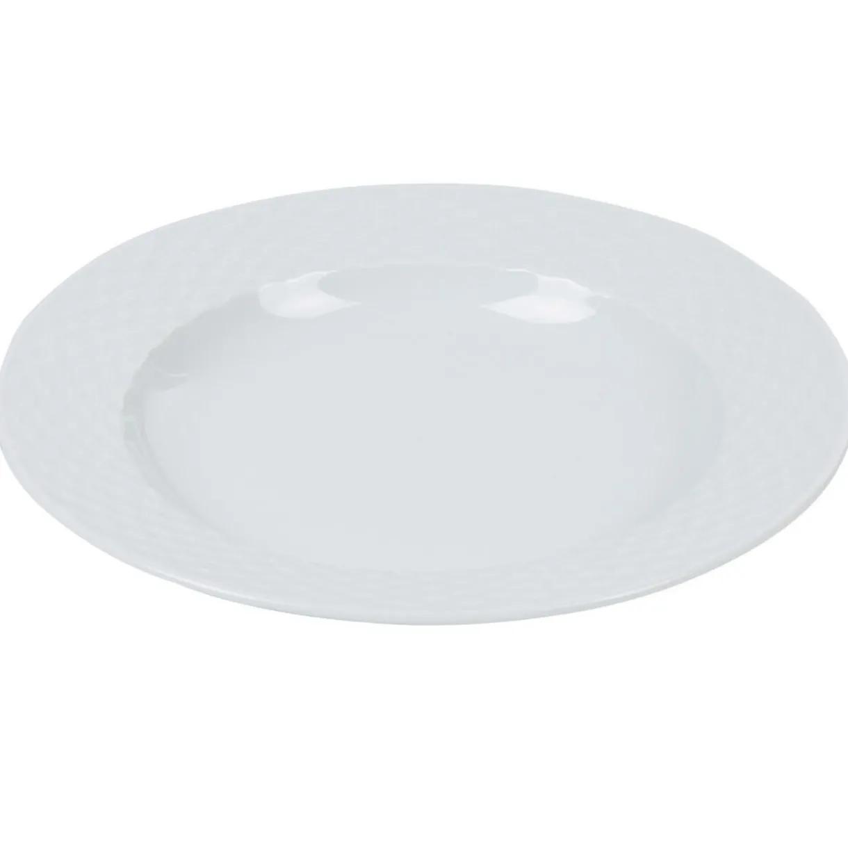 Gifi Assiette creuse blanche ronde aile damassée