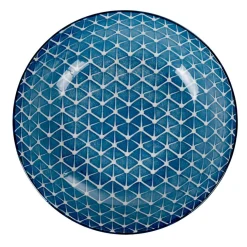 Gifi Assiette creuse bleue motif grillagé blanc Urban Sale