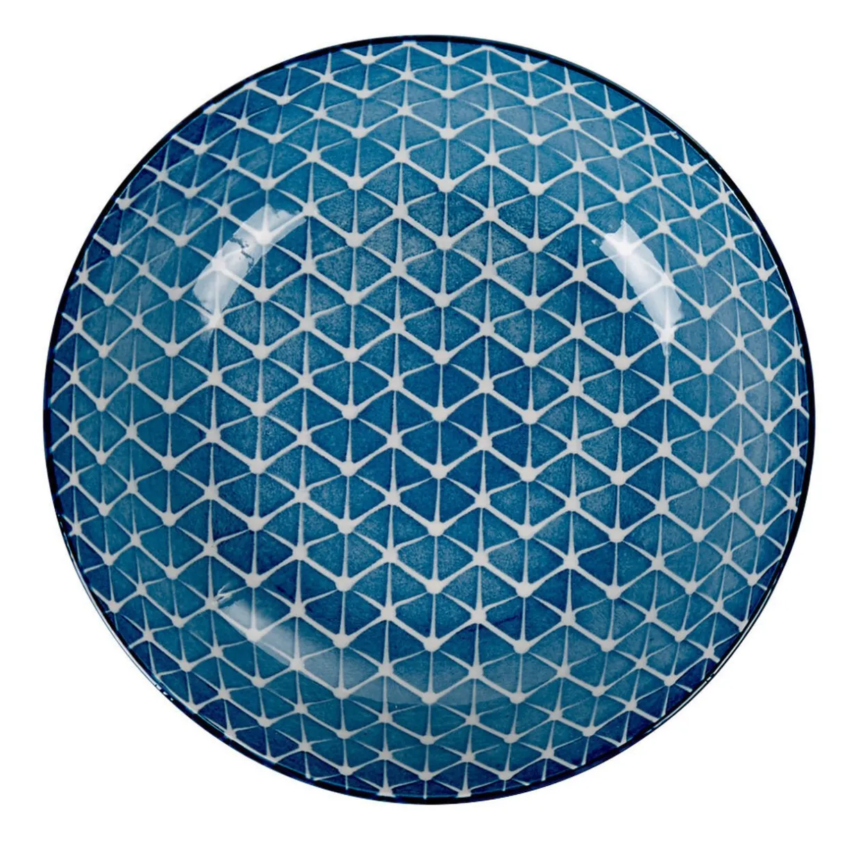 Gifi Assiette creuse bleue motif grillagé blanc Urban Sale