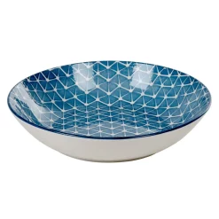 Gifi Assiette creuse bleue motif grillagé blanc Urban Sale