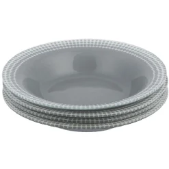 Gifi Assiette creuse Dotty gris et blanc bord à pois x4 New