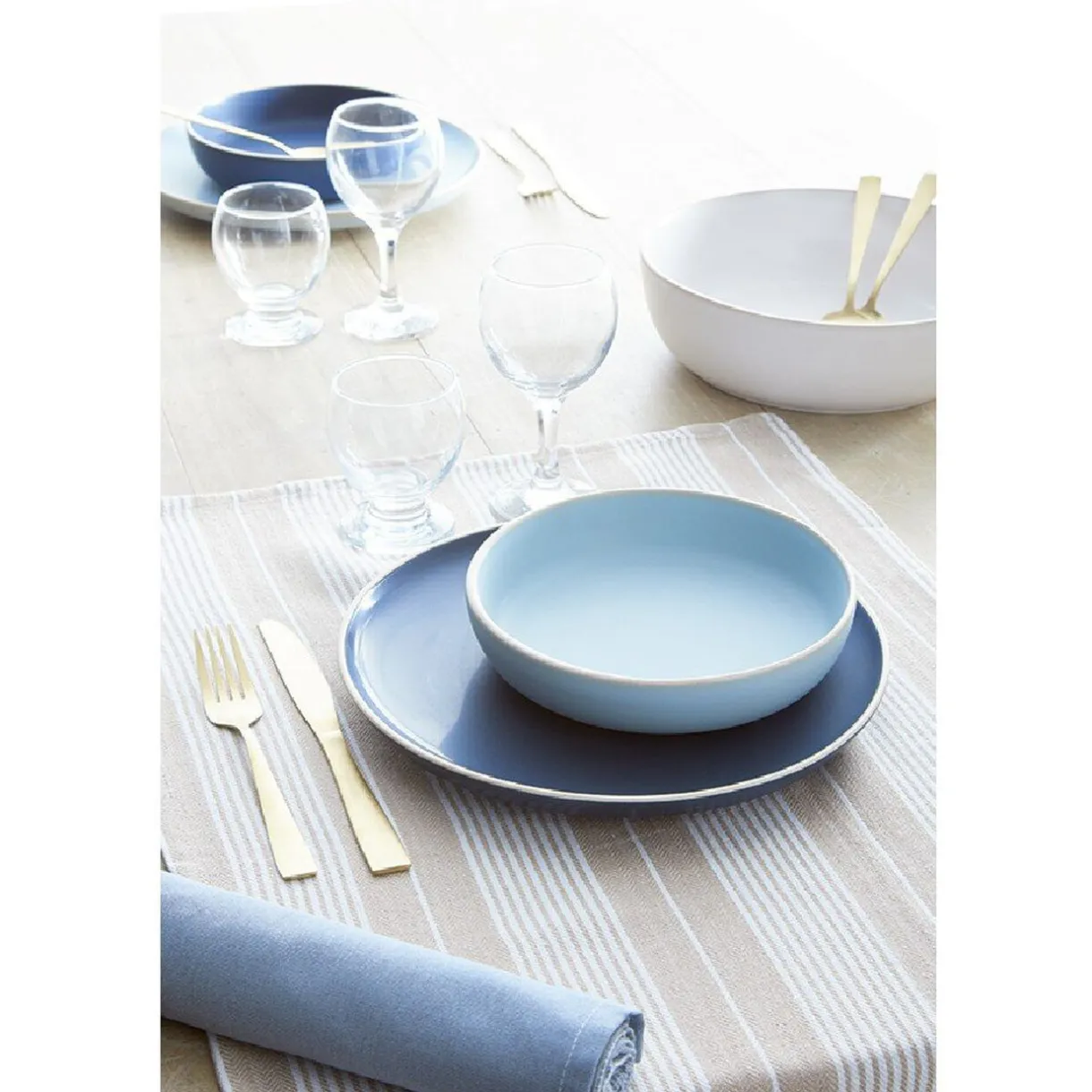 Gifi Assiette creuse en faïence blanc avec liseré crème