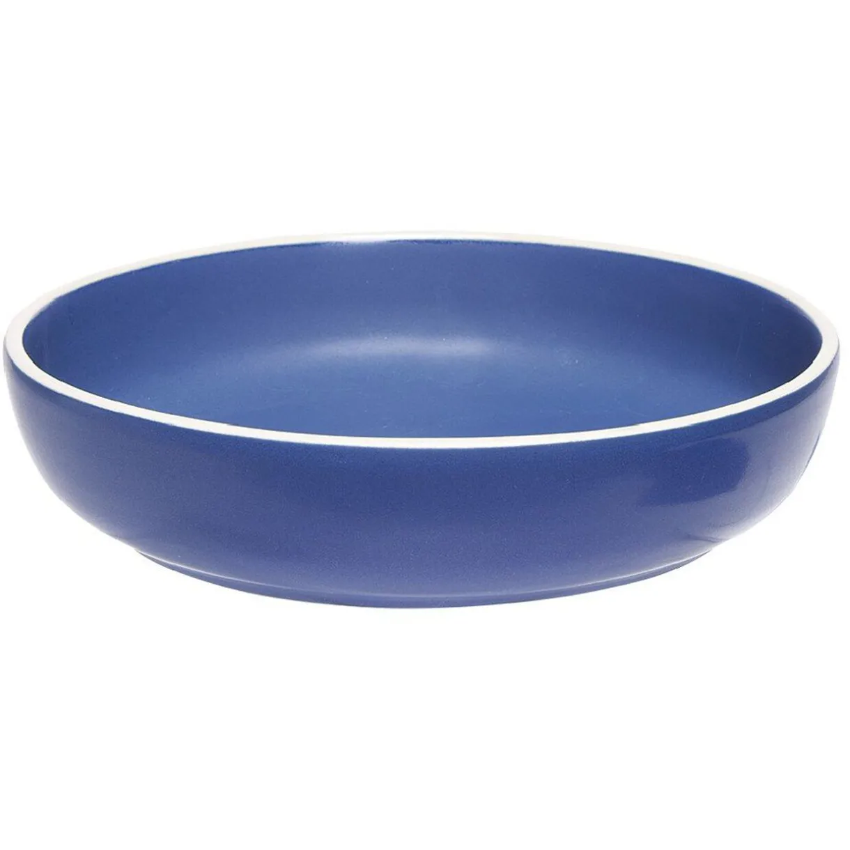 Gifi Assiette creuse en faïence bleu avec liseré blanc