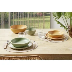 Gifi Assiette creuse en faïence vert Ø20xH4cm Outlet