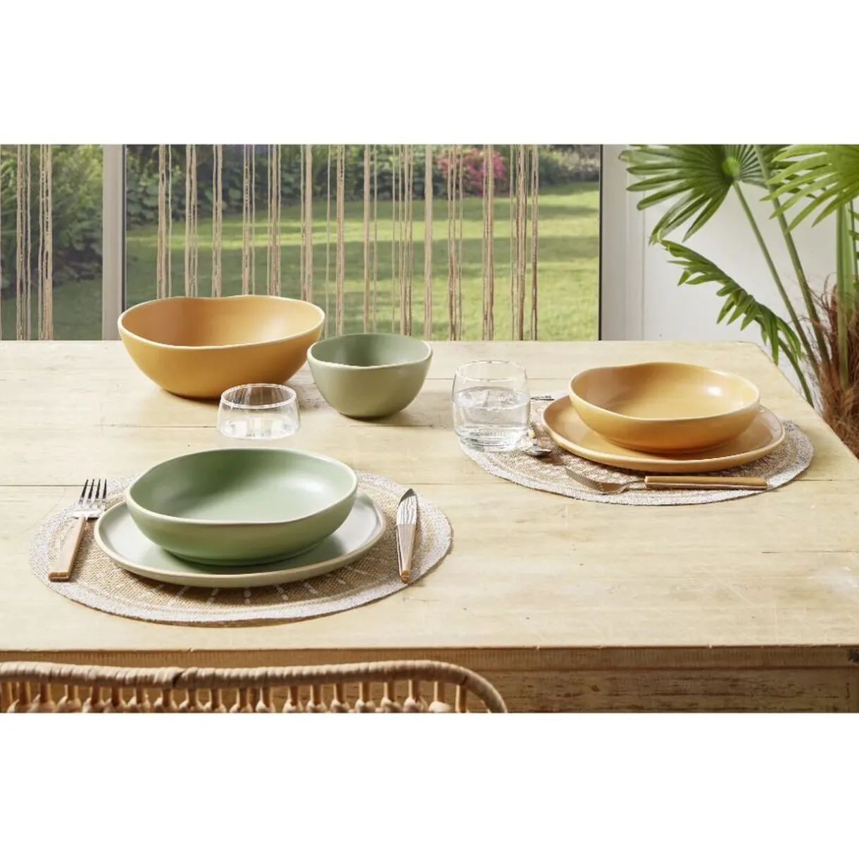 Gifi Assiette creuse en faïence vert Ø20xH4cm New