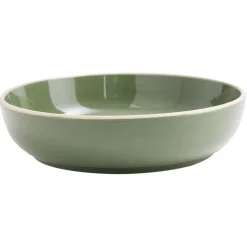 Gifi Assiette creuse faïence vert avec liseré crème