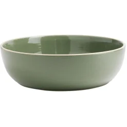 Gifi Assiette creuse faïence vert avec liseré crème