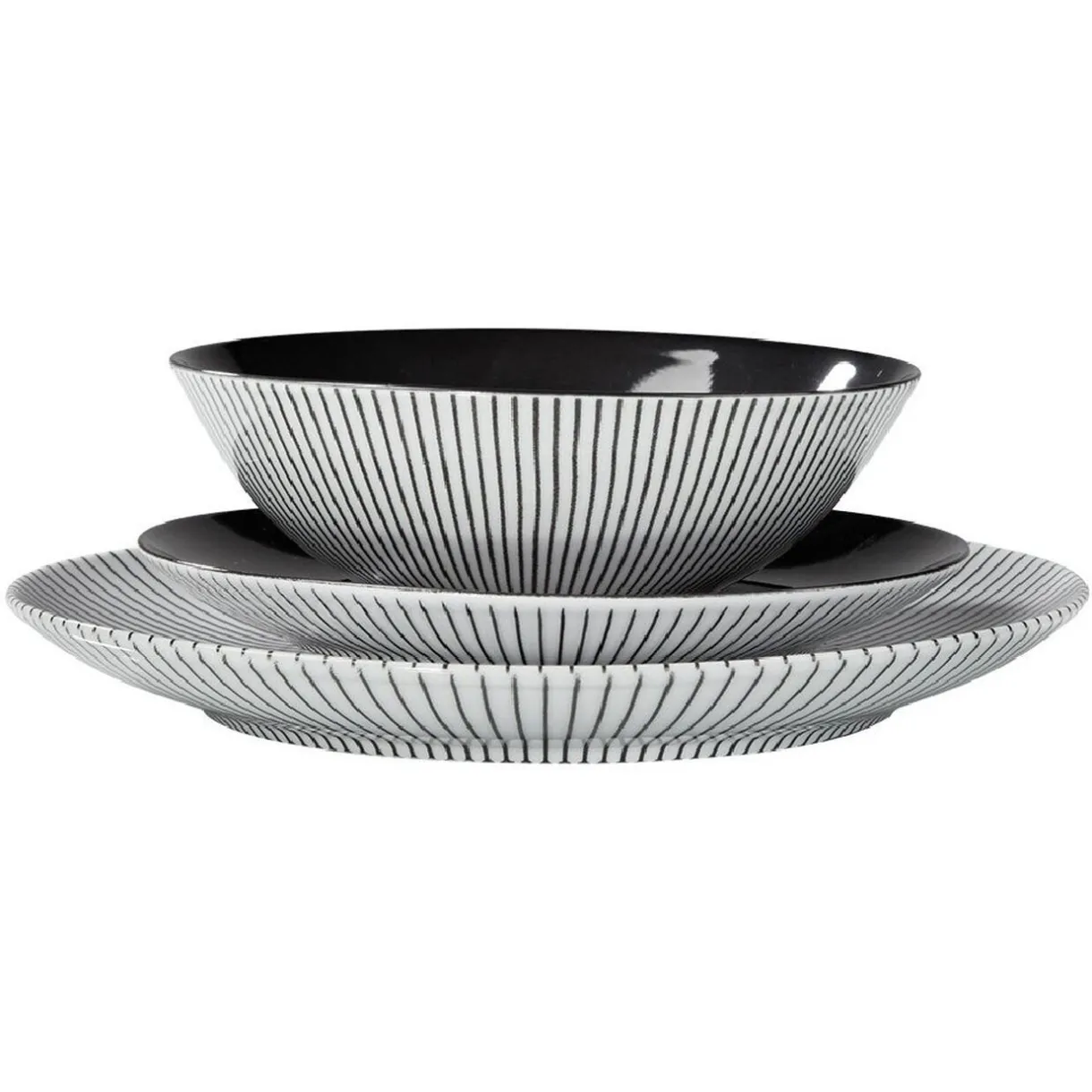 Gifi Assiette creuse rayure noire et blanche