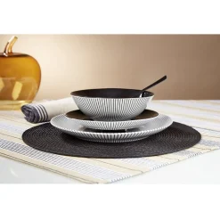 Gifi Assiette creuse rayure noire et blanche