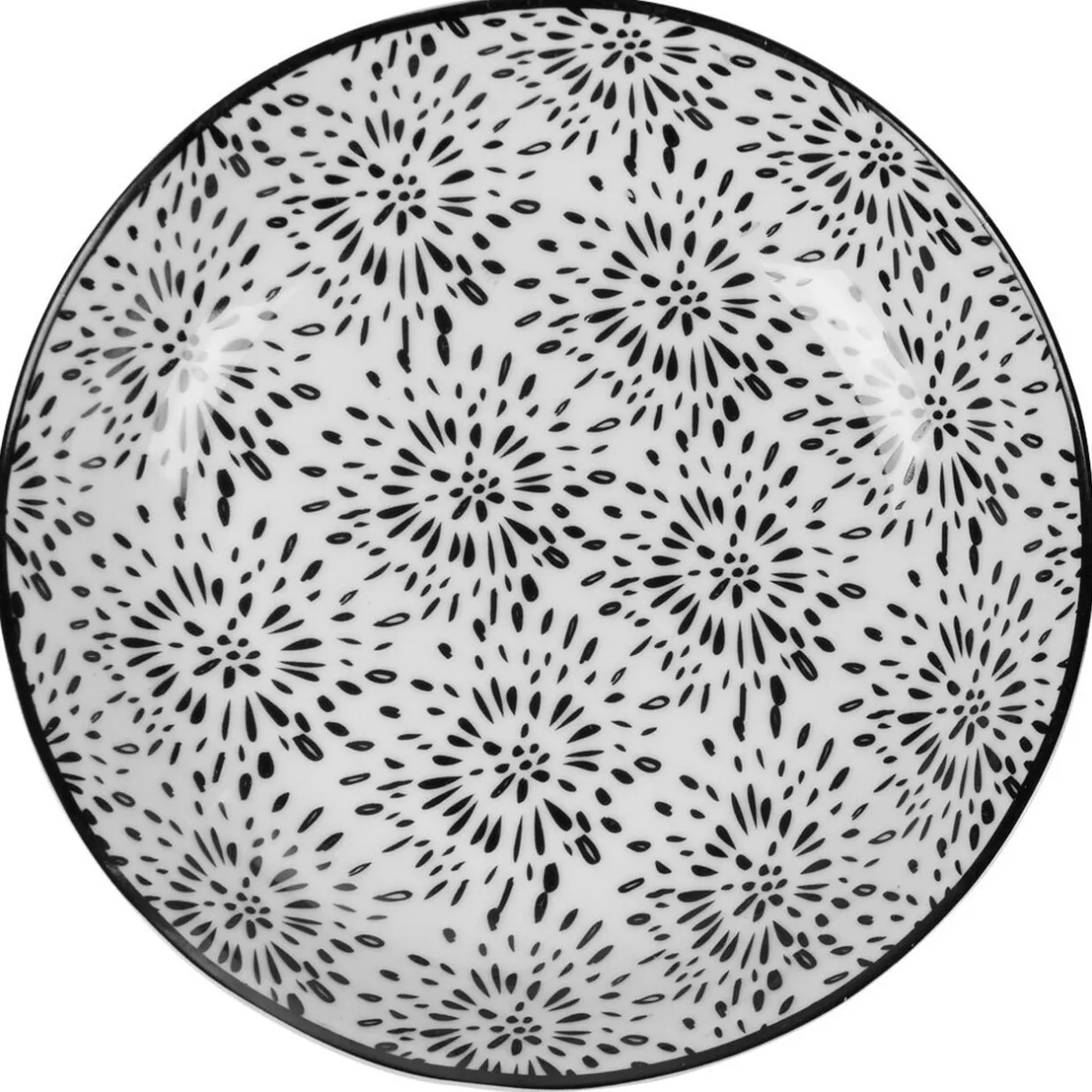 Gifi Assiette creuse ronde blanche et noire Sara Discount