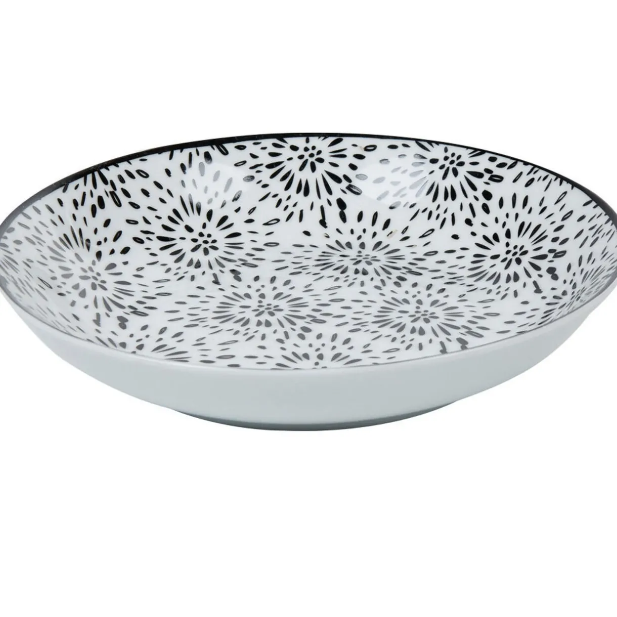 Gifi Assiette creuse ronde blanche et noire Sara Discount