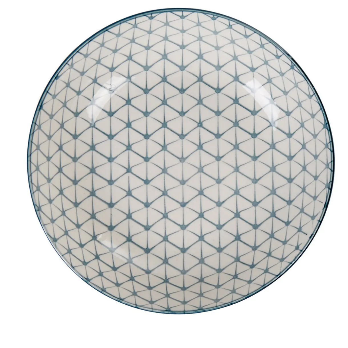 Gifi Assiette creuse ronde blanche motif géométrique bleu Urban Sale