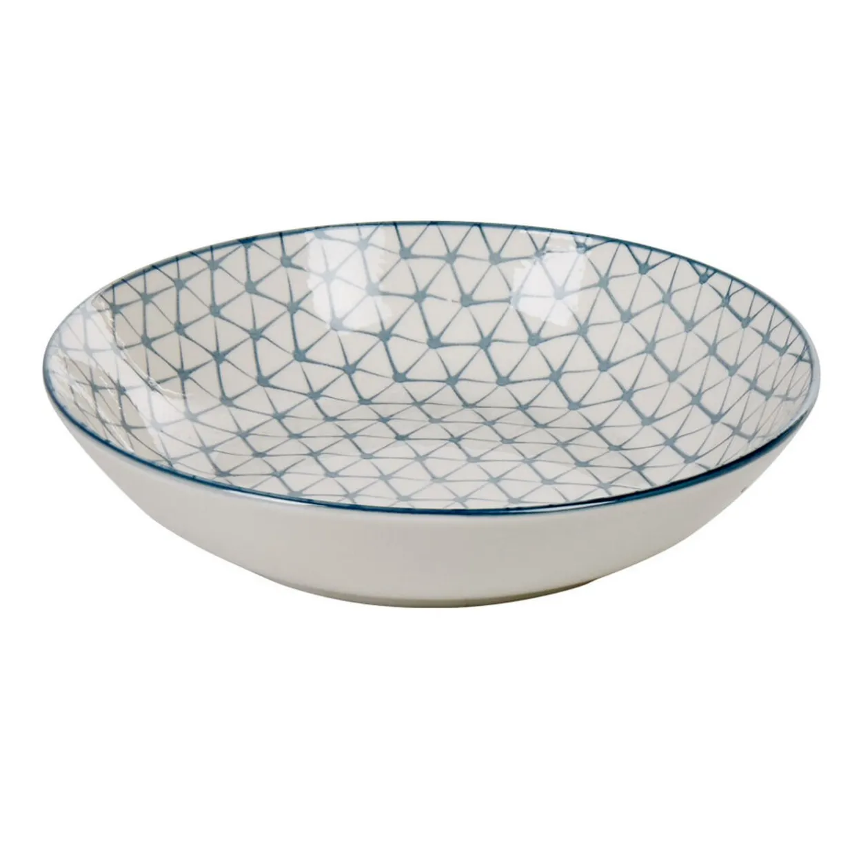 Gifi Assiette creuse ronde blanche motif géométrique bleu Urban Sale