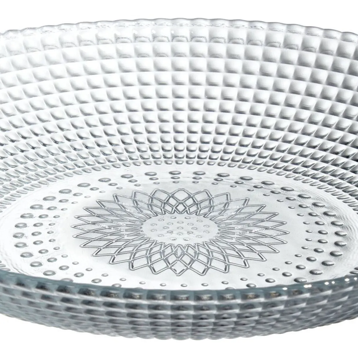 Gifi Assiette creuse ronde effet relief blanc transparent Ø21 cm